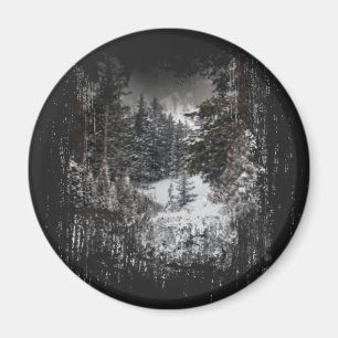 Arbres neigeux forestiers Magnet de forêt neigeu