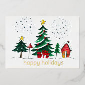 Arbres peints et maison Joyeux vacances (Recto)