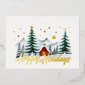 Arbres peints et maison Joyeux vacances (Recto)