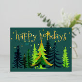 Arbres Peints Vert Bleu Joyeux Vacances Foil (Debout devant)