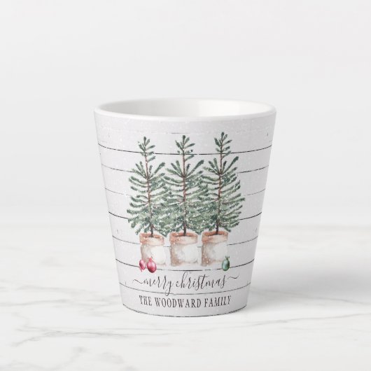 Arbres rustiques Noël Fêtes Latte Mug (Devant)
