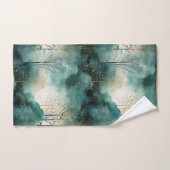 Arbres verts dorés avec oiseaux Noël (Serviette à main)