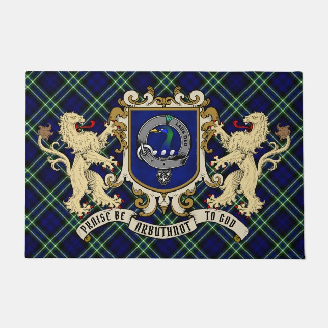 Arbuthnot Clan Badge & Tartan Deurmat (Voorkant)