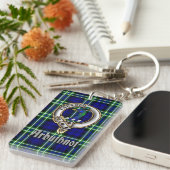 Arbuthnot Clan Badge/Tartan Rectangle Sleutelhanger (Voorkant Rechts)