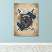 Arbuthnott Clan Badge Crossed Swords Canvas Print (Insitu (Houten vloer))