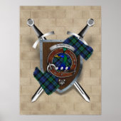 Arbuthnott Clan Badge Crossed Swords Poster 18x24 (Devant)