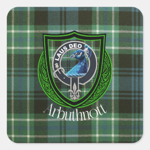 Arbuthnott Schotse Clan Tartan en Wapen Vierkante Sticker