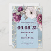 Arc bleu floral Enregistrer la date Invitation (Devant)