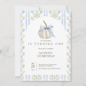 Arc bleu Notre Petit Citrouille Invitation Anniver (Devant)