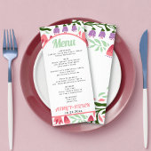 Arc Boho avec fleurs rétro Carte menu mariage