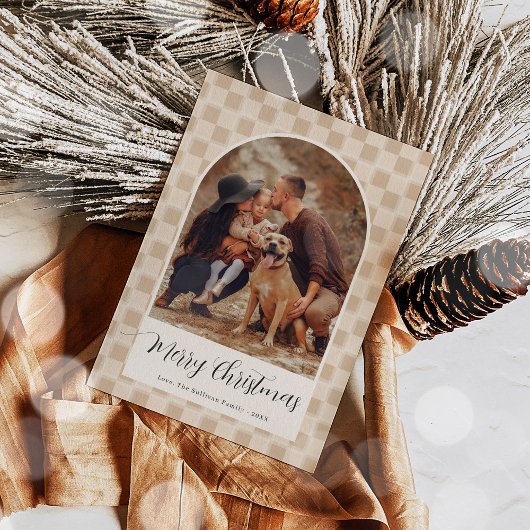 Arc de Bohême Script Noël Carte photo de vacances