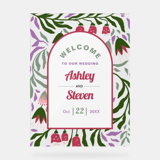 Arc de boho rétro, fleurs folkloriques accueil mar (Recto)