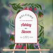 Arc de boho rétro, fleurs folkloriques accueil mar (Neutre)