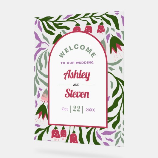 Arc de boho rétro, fleurs folkloriques accueil mar (Angle)