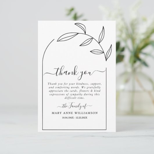 Arc de feuillage Texte Script Carte de remerciemen (Debout devant)