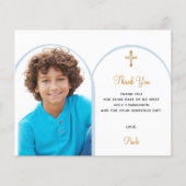 Arc de photo bleu garçon Première communion Carte  (Devant)