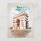 Arc de Triomphe in waterverf briefkaart (Voorkant)