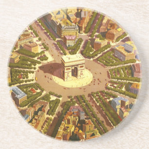 Arc de Triomphe, Parijs, Frankrijk Travel Art Zandsteen Onderzetter
