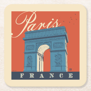 Arc de Triomphe Parijs, Frankrijk Vierkante Kartonnen Onderzetter
