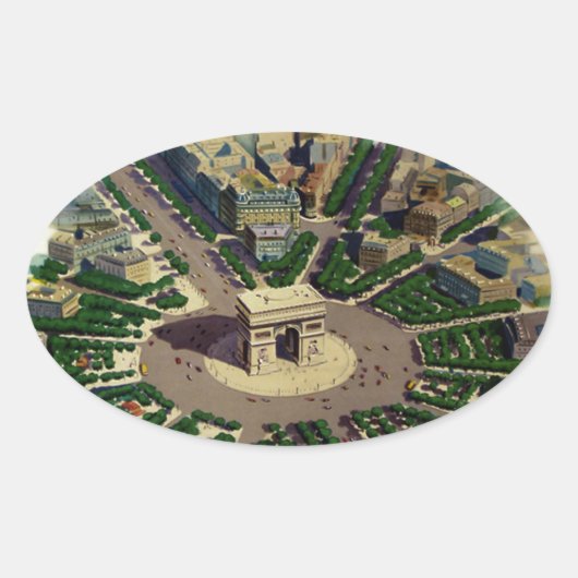 Arc de Triomphe Parijs Ovale Sticker (Voorkant)