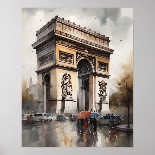 Arc De Triomphe Paris France Art Imprimer Poster (Devant)