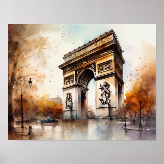 Arc De Triomphe Paris France Art Imprimer Poster (Devant)