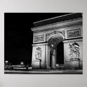 Arc de Triomphe 's nachts in Parijs Poster