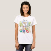 Arc de Triomphe Whimsical Waterverf Sketch T-shirt (Voorkant volledig)