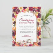 Arc d'or floral d'automne Thanksgiving Invitation (Debout devant)