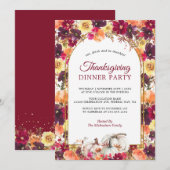 Arc d'or floral d'automne Thanksgiving Invitation (Devant / Derrière)