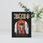 Arc d'or noir moderne photo GRAD Invitation (Debout devant)