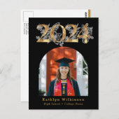 Arc d'or noir moderne photo GRAD Invitation (Devant / Derrière)