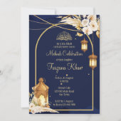 Arc doré des lanternes arabes invitations Mehndi (Devant)