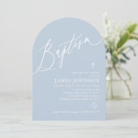 Arc Dusty Bleu Croix Baptême Boy Invitation
