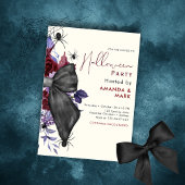 Arc éffrayant floral noir et araignées Invitation