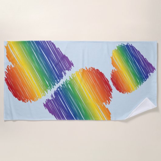 Arc en arc-en-ciel serviette de plage de coeur gri (Devant)