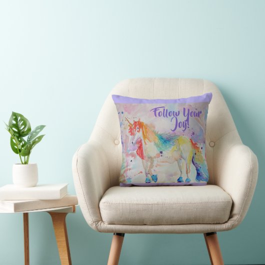 Arc en arc-en-ciel Unicorne aquarelle coussin (Chaise)