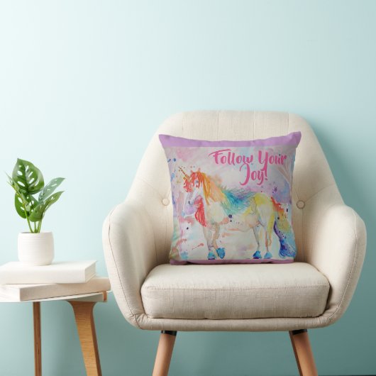 Arc en arc-en-ciel Unicorne aquarelle coussin (Chaise)