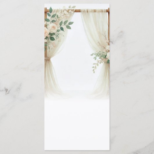 Arc en bois fleuri Vert Rose Menu Mariage (Dos)