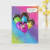 Arc-en-ciel 60e ballons d'anniversaire de la carte (Fleur jaune)