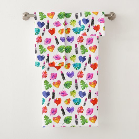 Arc-en-ciel aquarelle palme feuilles pin baiser ro (En situation)