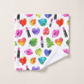 Arc-en-ciel aquarelle palme feuilles pin baiser ro (Gant de toilette)