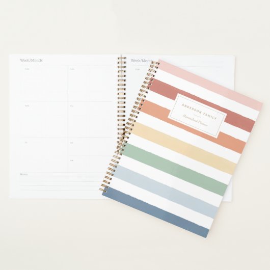 Arc-en-ciel Aquarelle rayures Homeschool Planner (Devant avec enveloppe)