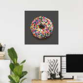 Arc en ciel arrose affiche Donut (en gris) (Bureau à domicile)