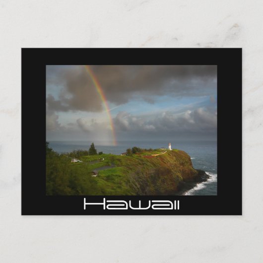 Arc en ciel au-dessus du phare de Kilauea carte po (Devant)