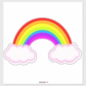 Arc-en-ciel avec nuages roses - autocollant (Feuille)
