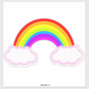 Arc-en-ciel avec nuages roses - autocollant