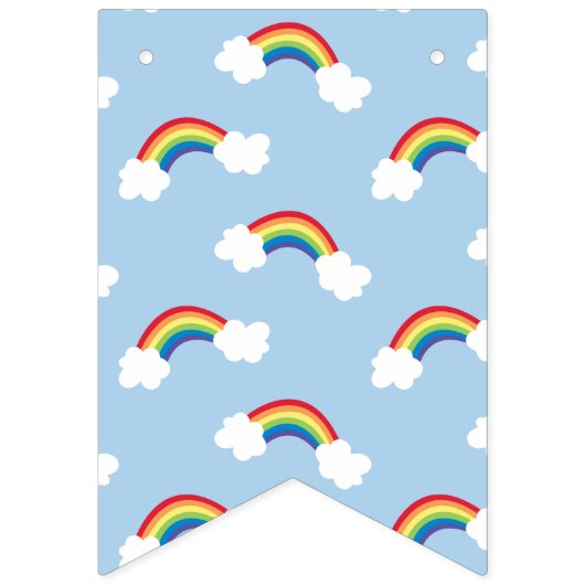 Arc en ciel blanc bannière d'anniversaire multicol (Premier drapeau)