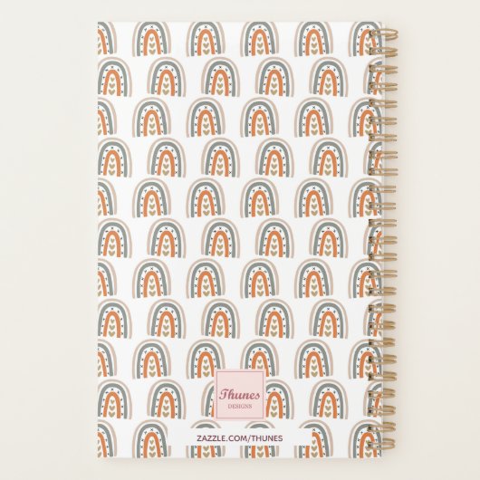 Arc-en-ciel blanc rose or gris nom monogramme (Dos)