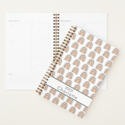 Arc-en-ciel blanc rose or gris nom monogramme (Devant avec enveloppe)